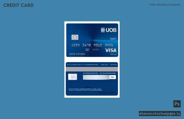 Beispielvorschau der indonesischen UOB Bank Visa Standard-Debitkarte